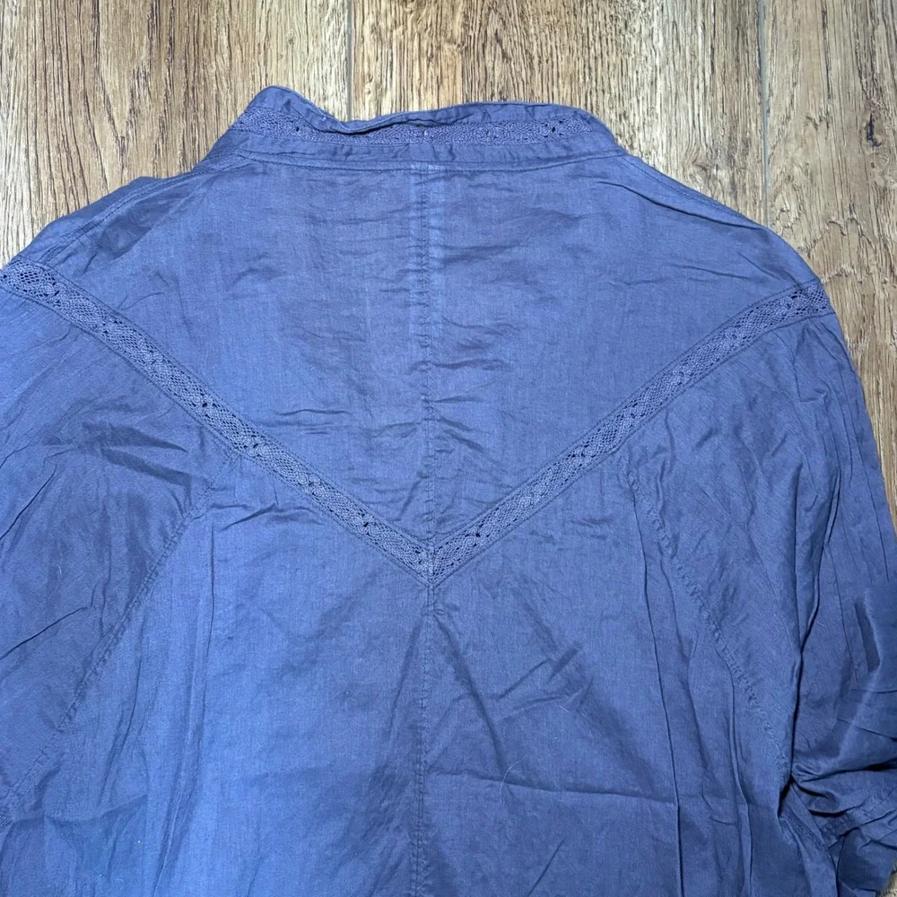 Free People Purple‎ Embroidered Lace Lagenlook Blouse Small Boho New Romantics